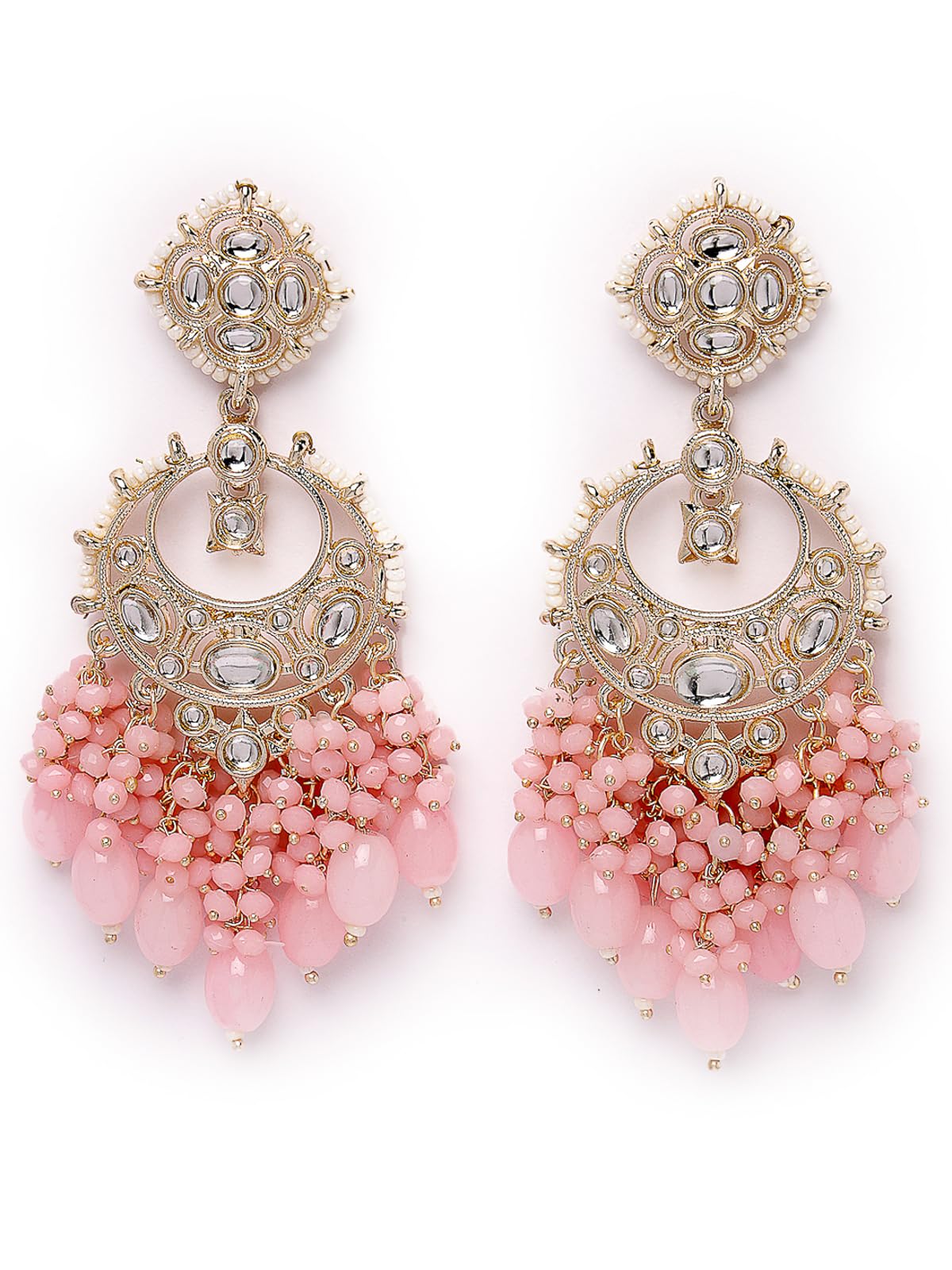Enchanting Gold Plated Pink Meenakari With Kundan Dangle Drop Earrings For Women And Girls (E105789)-image-14