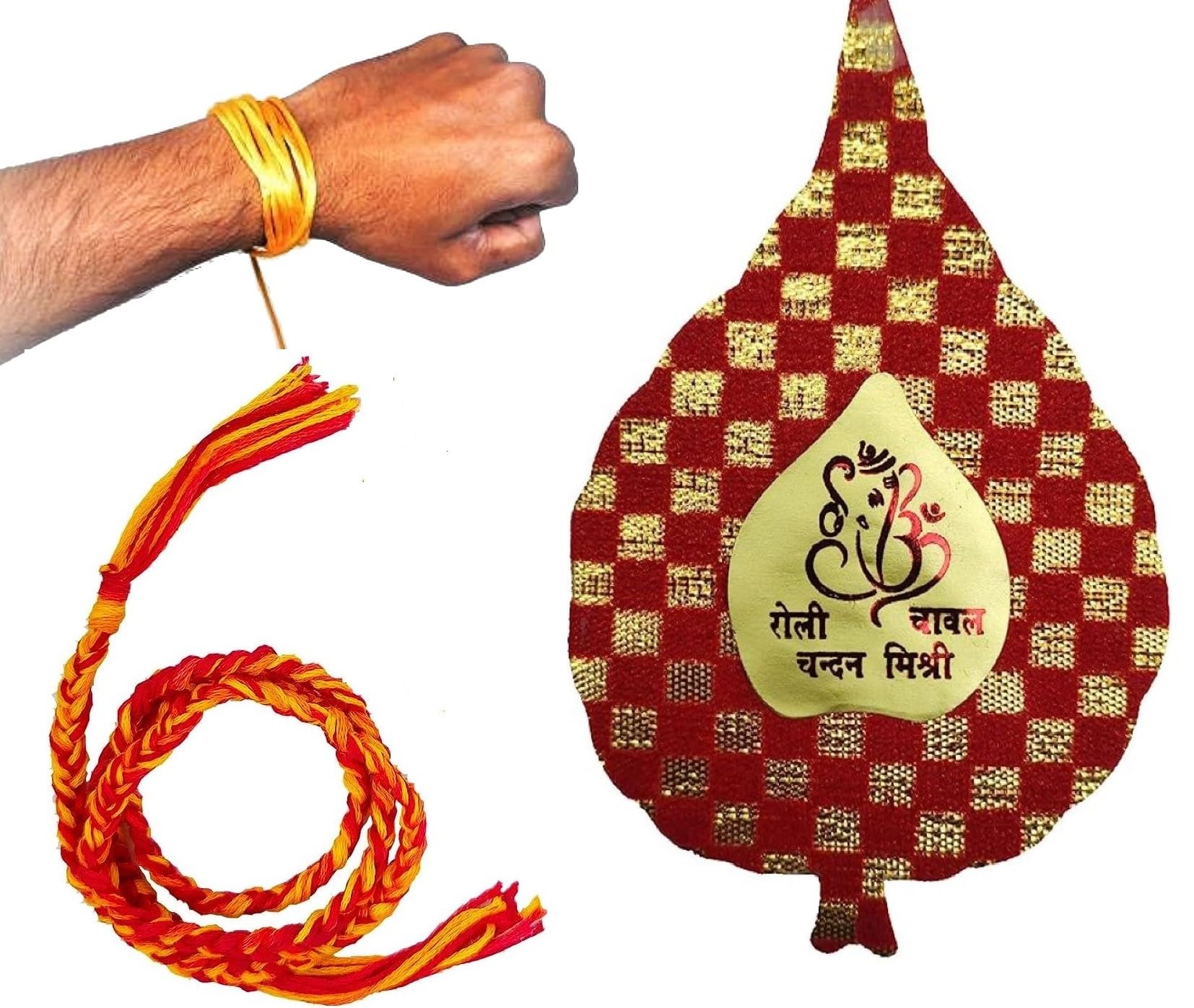 Popcorn Fusion Bhai Dooj Gift-Badam Almond Potli 50gms with Bhai Dooj Silk Thread, Roli, Chawal, Chandan, Mishri in a Special Pack 4