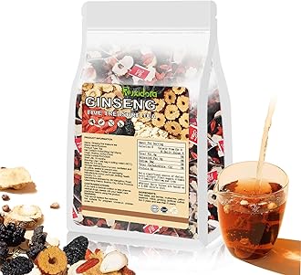 Ginseng Five Treasures Tea Kidney Tea | 25 Organic Tea Bags,Traditional Chinese Herbs Blend | Natural Wellness Support with Red Dates & Wolfberry | Caffeine-Free & Additive-Free