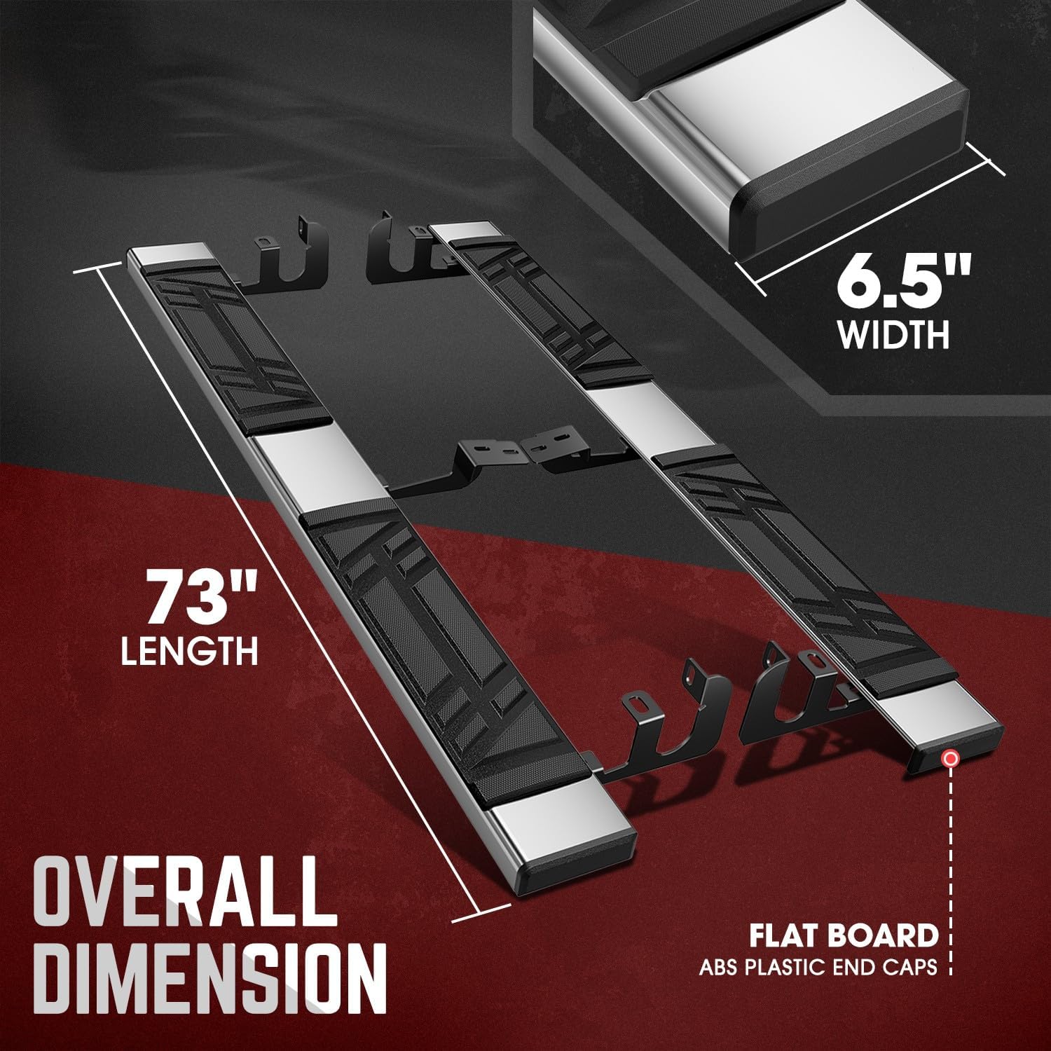 DNA Motoring 6.5 Inches Flat Board Side Steps Running Boards Compatible with GMC Acadia 2010-2016, Denali Models, STEPB-U-ACAD10-T1