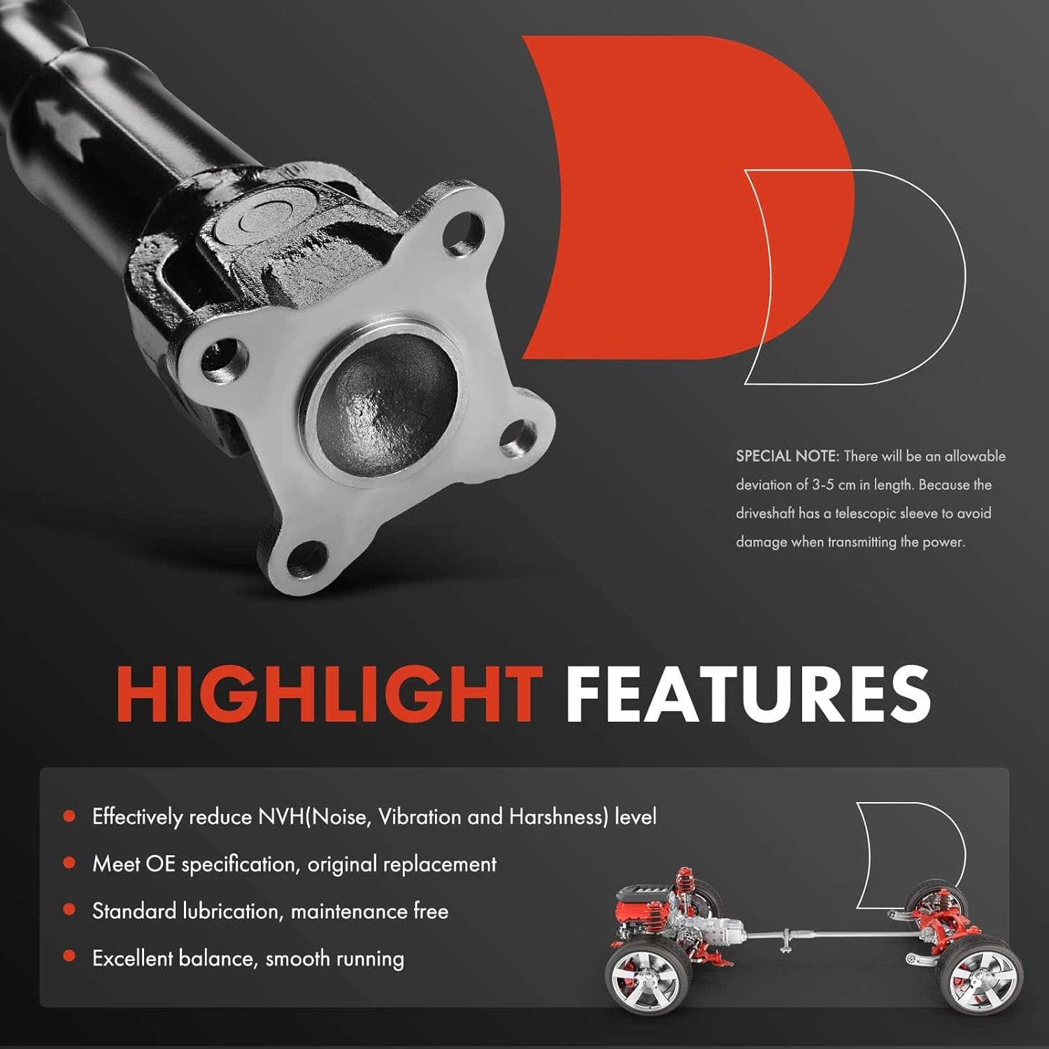 A-Premium Rear Driveshaft Drive Shaft Prop Shaft Assembly Compatible with Toyota Land Cruiser & Lexus LX470 2003 2004 2005 2006 2007, V8 4.7L, [4WD], Replace# 371106A650