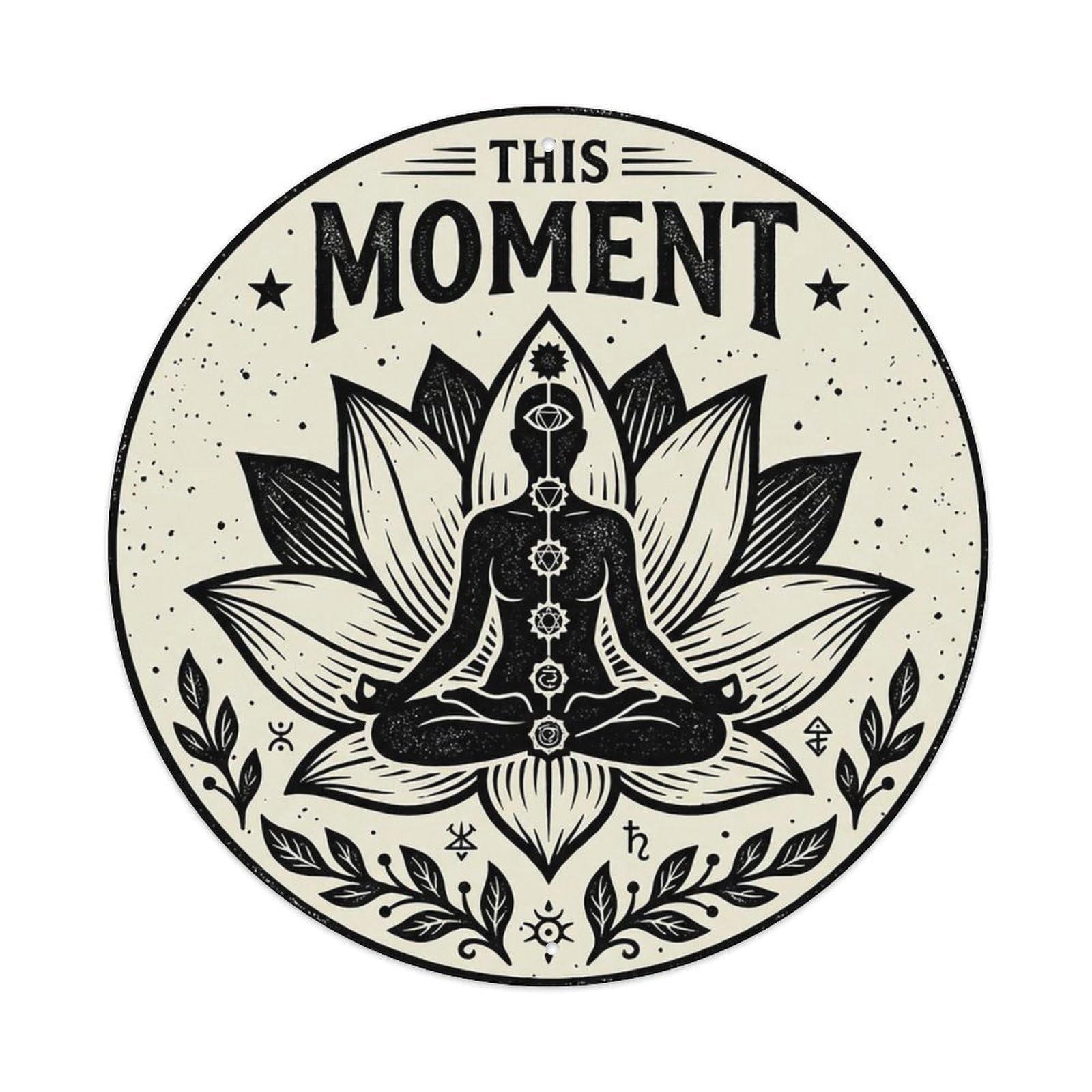 Zen Flower Meditation Den Mindful Moment Vintage Metal Tin Sign Plaque Wall Decor for Cafe, Club Bar, Office, Garden Metal Poster 8x8Inch