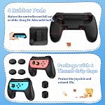 FASTSNAIL Grips Compatible with Nintendo Switch JoyCon, Wear-Resistant Handle Kit for Switch Joy Cons, Ergonomic Controller Holder Switch Games Accessories, 2 Pack (Black)