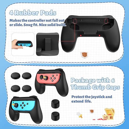 Vista 47 de FASTSNAIL Grips Compatible with Nintendo Switch for Joy Con & OLED Model for Joycon, Wear-resistant Handle Kit Compatible with Joy Cons Controllers