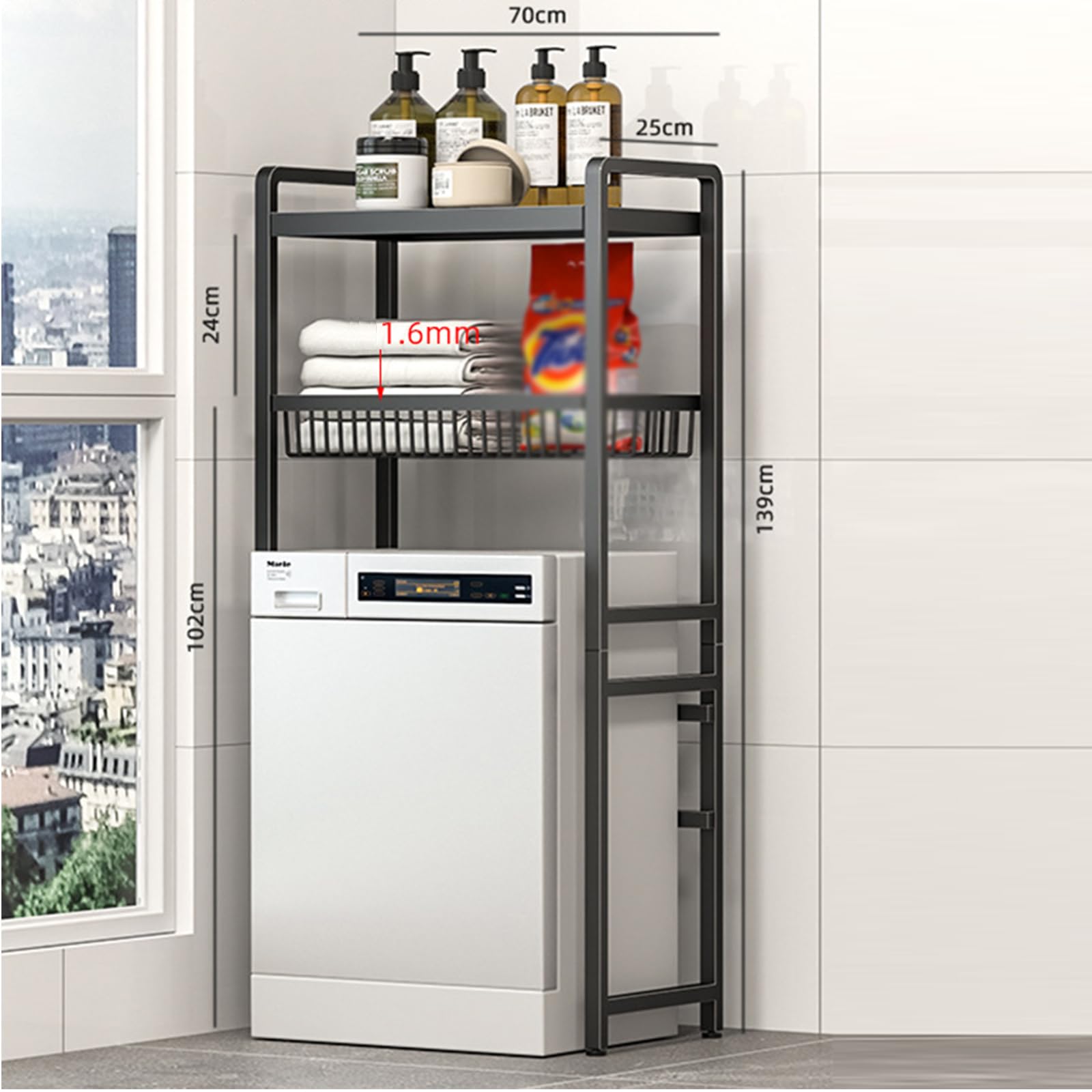 Mensola da bagno salvaspazio – 2 ripiani sopra il WC, facile da montare, design indipendente, colore bianco, perfetto per piccoli spazi e soggiorni nizzati