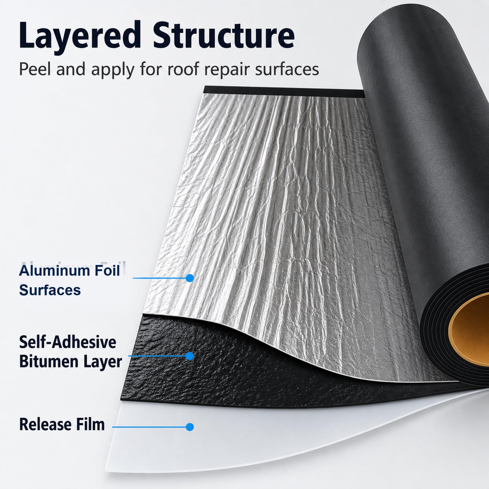Cinta de Aluminio Impermeable,Rollo Bituminoso Reparación Adhesiva,Cinta autoadhesiva para sellar Asfalto,Banda autoadhesiva bituminosa,Impermeable,para reparación de techos,tejados