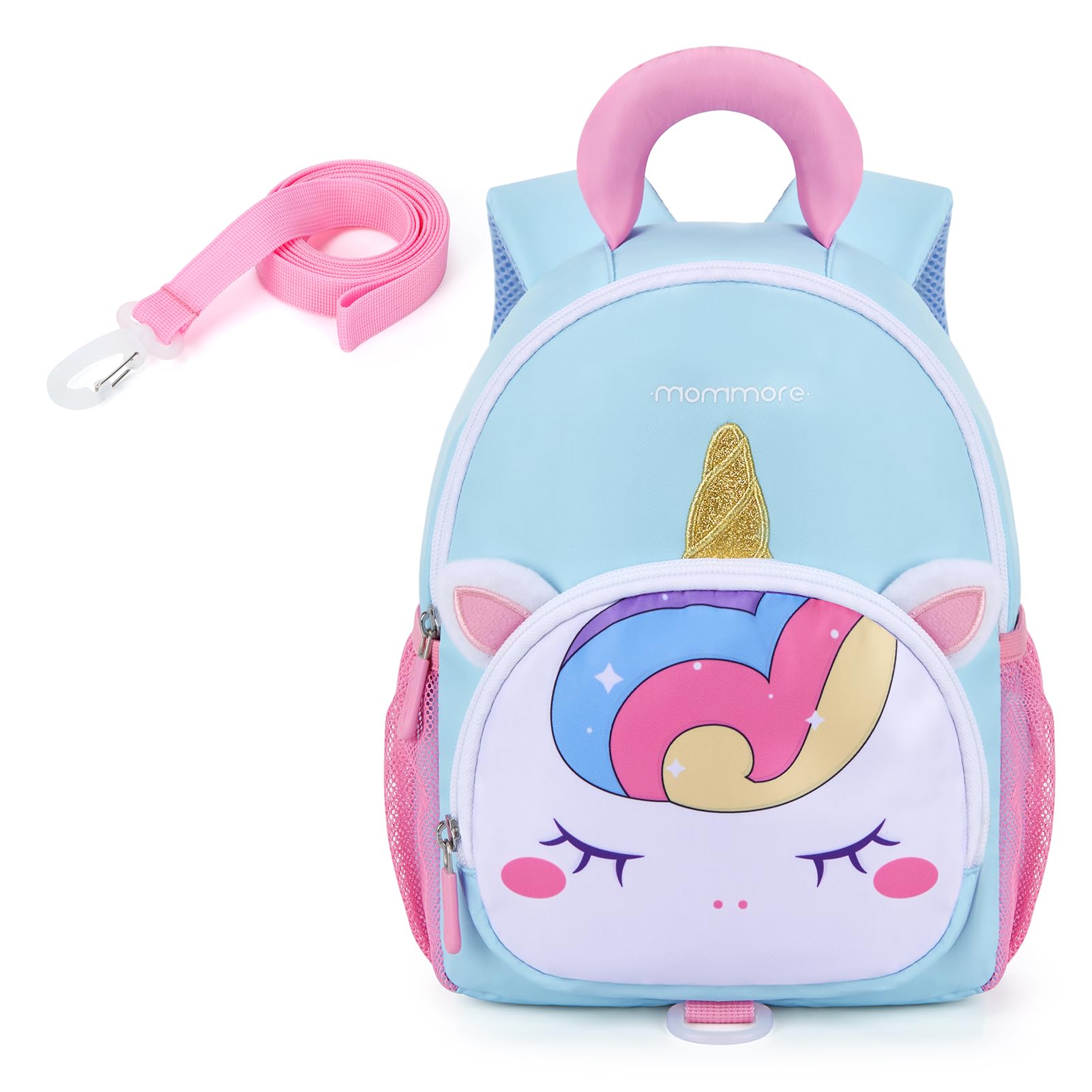mommore Toddler Backpack for Girls 2-4 Cute 3D Kids Backpack Unicorn Small Pre-K Backpacks Water-Resistant for Preschool Kindergarten with Toddler