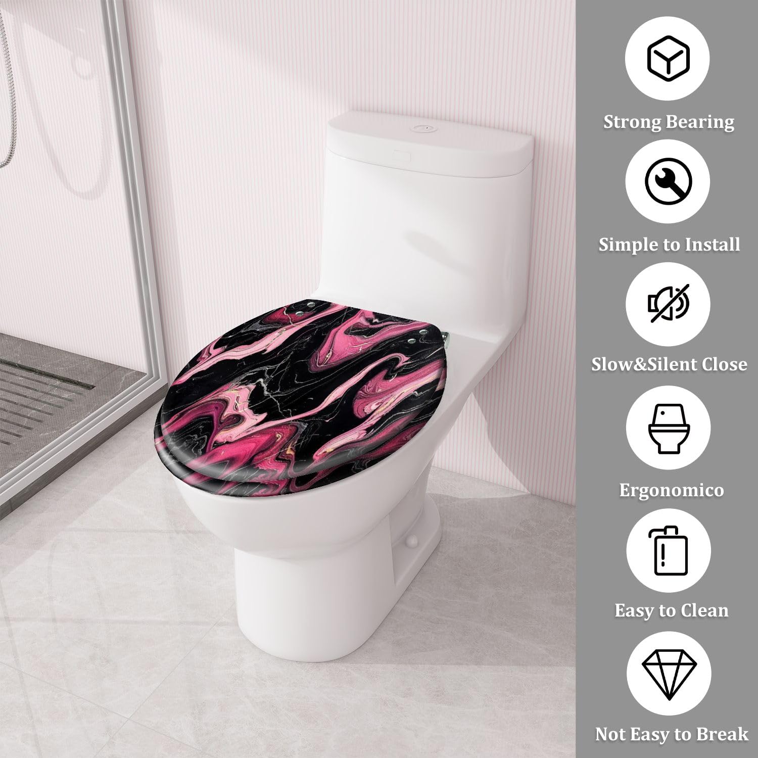 Asiento de inodoro redondo genérico de resina para baño
