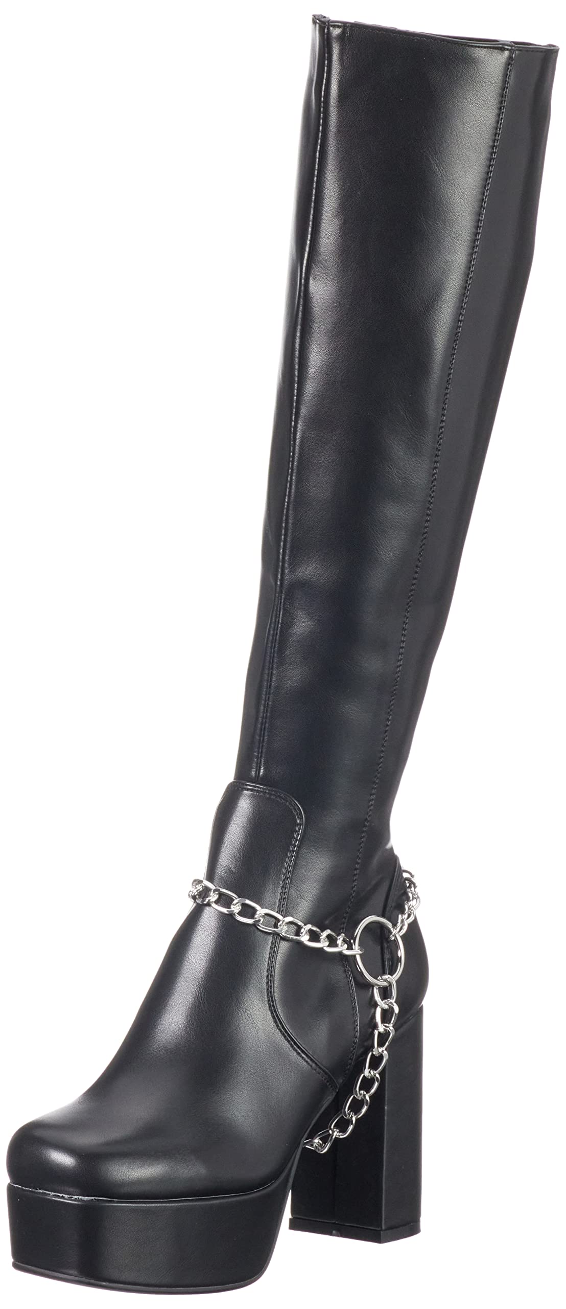 LAMODA - Midnight Hour Platform Knee High Boots, UK 6, Black PU, 7 UK