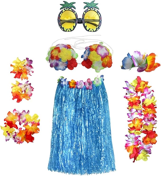 Hawaiian Fancy Dress for Women Schoolgirl Luna Party Costumes Set Hula