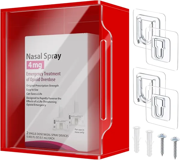 Beautyflier High Visibility Cabinet for Emergency Supplies, Holds 1-2 Naloxone Boxes & Bleeding Control Kit or First Aid Kit, Designed for Wall Mount & Public Access