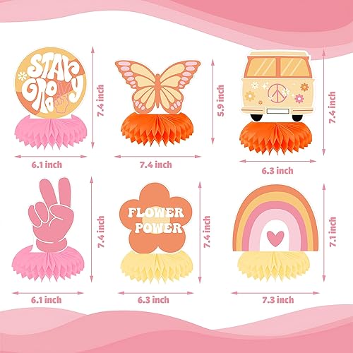 Miniatura 4 de 19 piezas de decoraciones de fiesta geniales incluyen pancarta bohemia de feliz cumpleaños, espirales colgantes hippie retro boho panal centros de