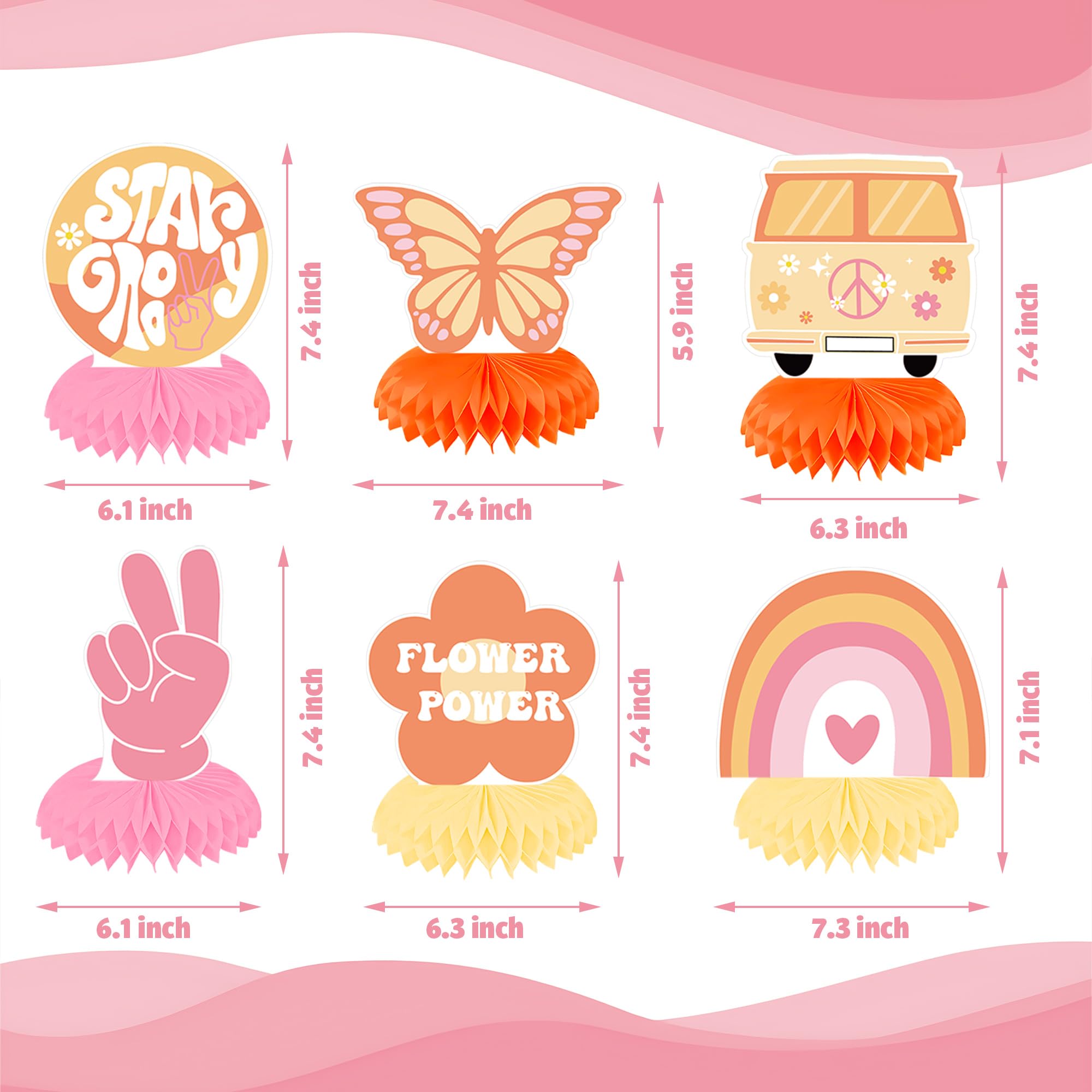 Hippie dekoracje imprezowe, w stylu retro, boho, z napisem "Happy Birthday", hipisowskie, wiszące wiry, boho, struktura miodu, artykuły na przyjęcie urodzinowe, 19 szt