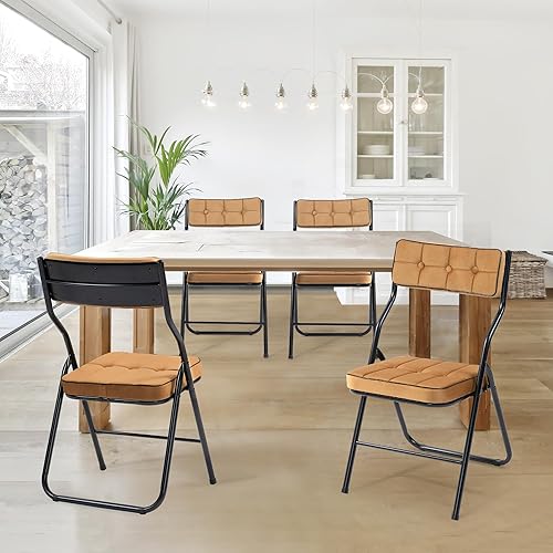 Miniatura 2 de HOMEFUN Paquete de 4 sillas plegables acolchadas, sillas de comedor plegables con cojín, asiento adicional portátil y ensamblado para invitados
