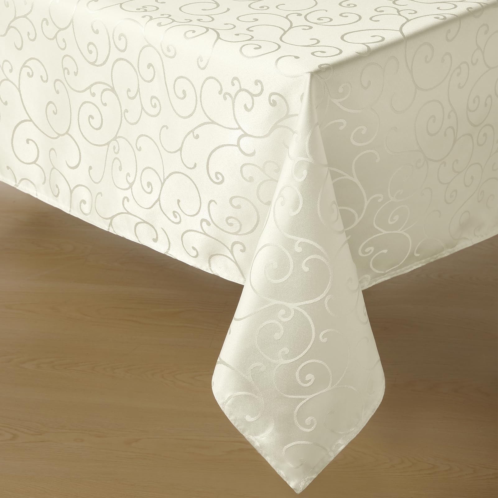 Romanstile Jacquard Rectangle Tablecloth, Waterproof Elegant Damask Curly Floral Pattern Table Cloth, Washable Decorative Polyester Table Cover for