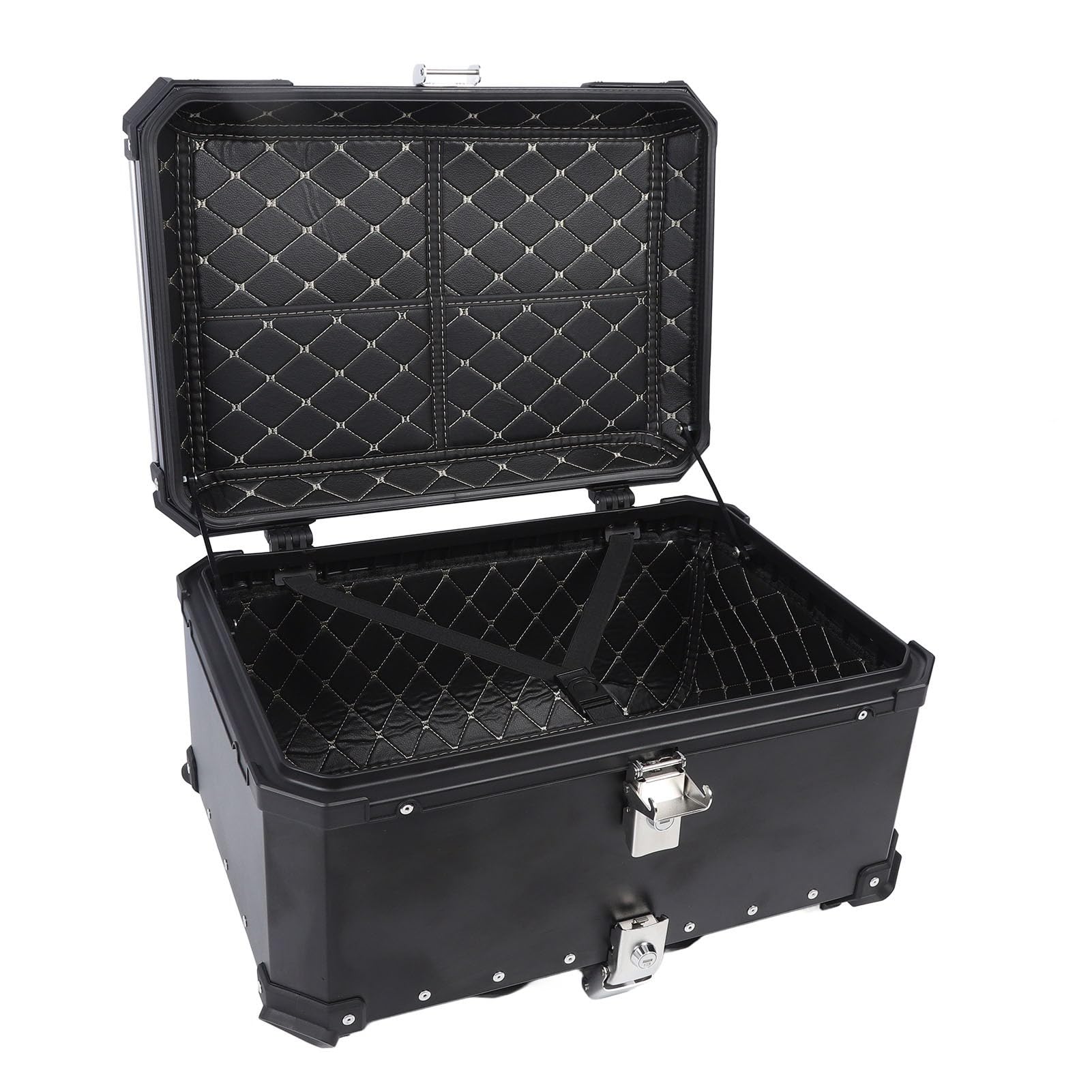 Kufer Motocyklowy 65L, Aluminiowy Bagażnik Odpinany z Zamkiem,