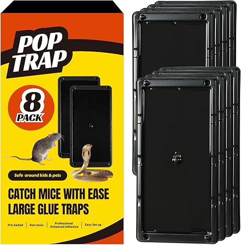 POPTRAP Trampa para Ratas Resistente y Grande, Trampa para Ratones Súper Pegajosa con Pegamento Ultra Fuerte, Aroma a Mantequilla de Maní para