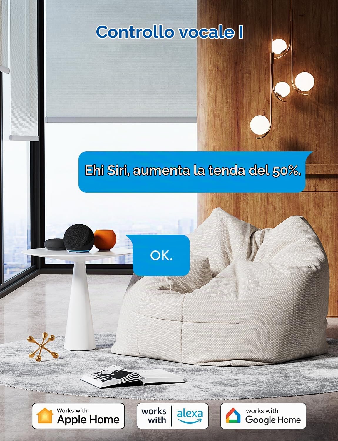 Meross Interruttore per tapparelle (è necessario un cavo neutro), set di 4 interruttori per tende da finestra compatibili con HomeKit, Alexa e Google Home, controllo vocale e telecomando