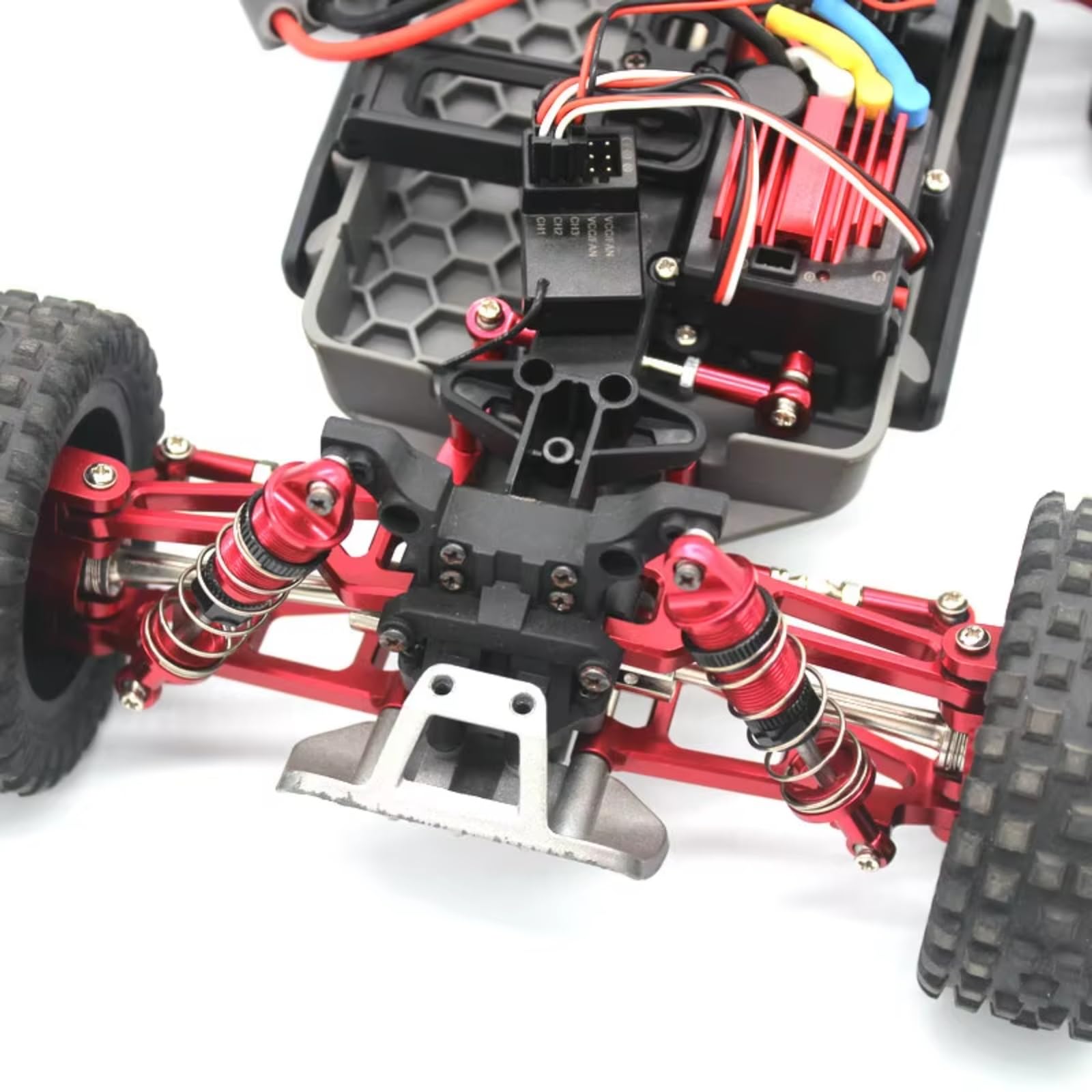 Rc Special Connecting Rod for MJX 16207 16208 16209 16210 H16 Metal Steering Gear Arm Tie Rod RC Car Tracked Vehicles Parts and Accessories Upgrades Replacement Use(Red)