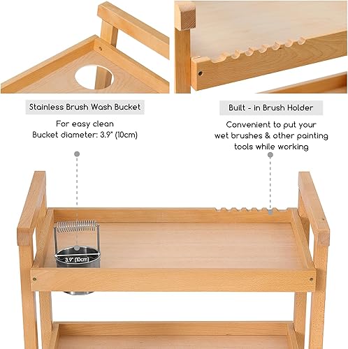 Miniatura 3 de MEEDEN Organizador de almacenamiento de carrito de arte, 3 niveles rodante de estudio con ruedas giratorias, unidad de estantería multifuncional