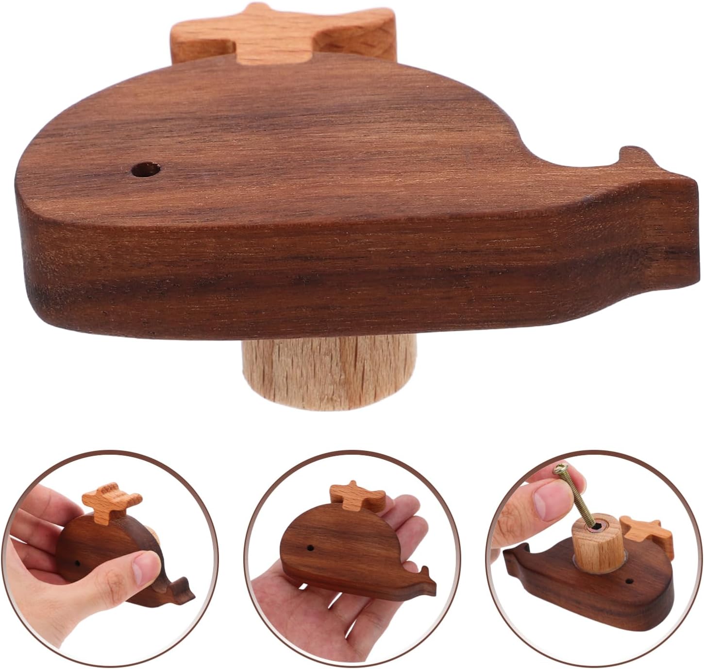 ULTECHNOVO Decorative Wooden Animal Cabinet Knobs for Nursery Furniture Makeover Adorable Solid Wood Drawer Pulls for Boy Girl Rooms Easy to Install Dresser Handles