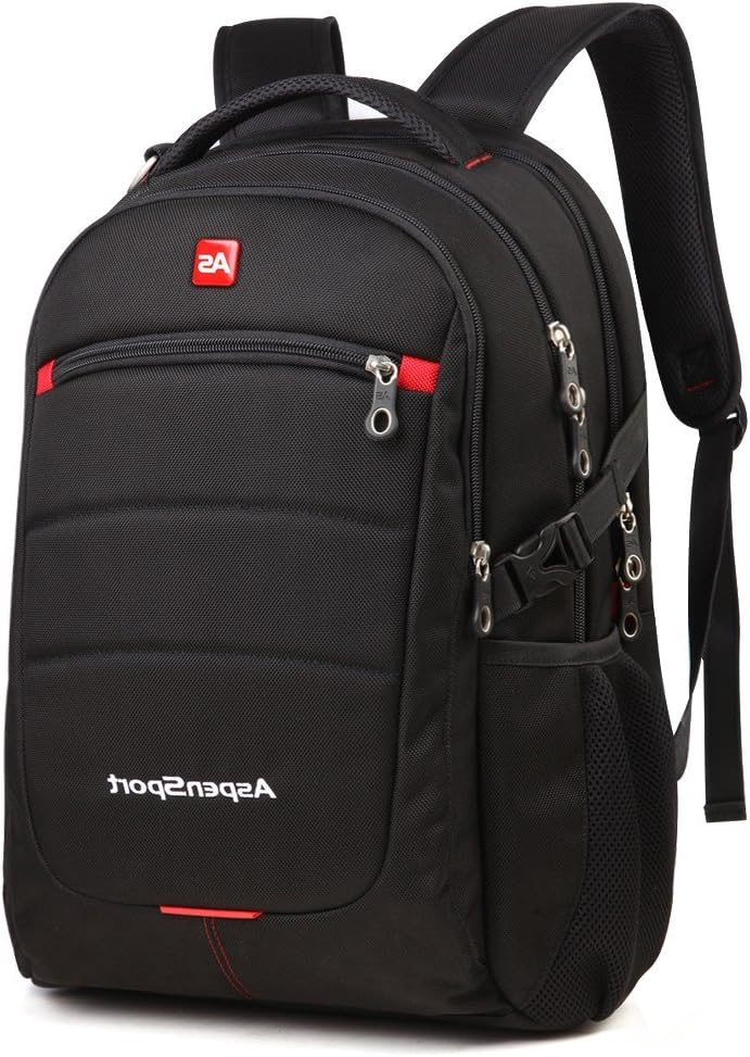 AspenSport Laptop Backpack 16 Inch Computer Bag Daypack Gym Bag Sports Bag Travel Backpack Hiking Bag Camping Bag School Bag College Bag Weekend Bag Black AS-B08