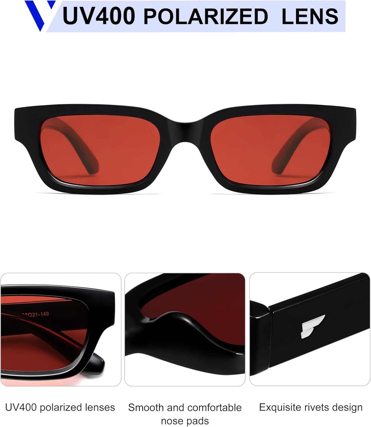 VANLINKER Polarized Trendy Small Skinny Square Cat Eye Sunglasses for Women Retro Vintage Shades VL9846 - Image 3