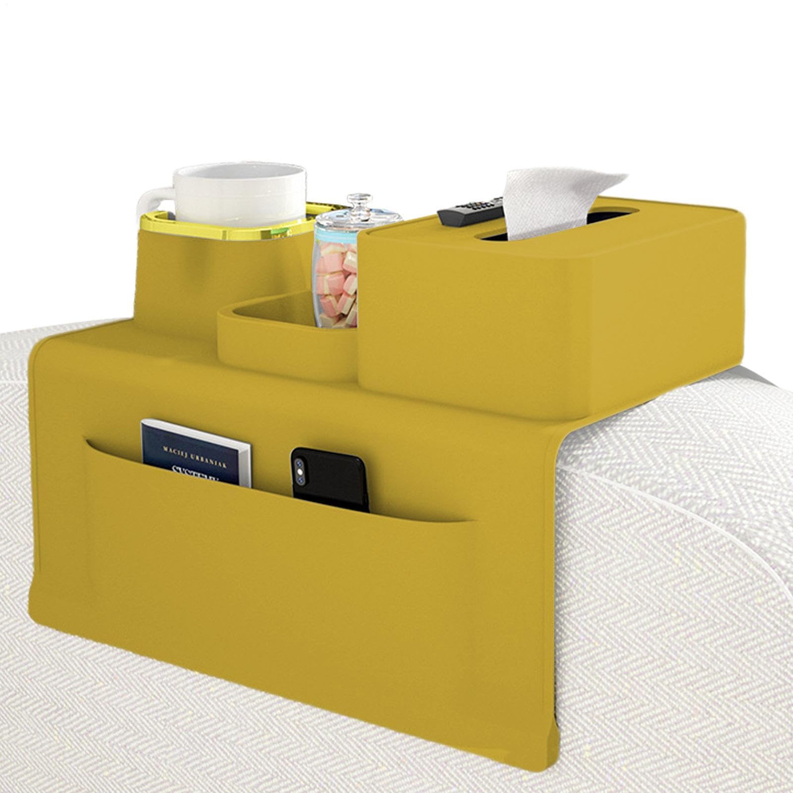 Vassoio in silicone bracciolo - portabicchieri divano tasche laterali
