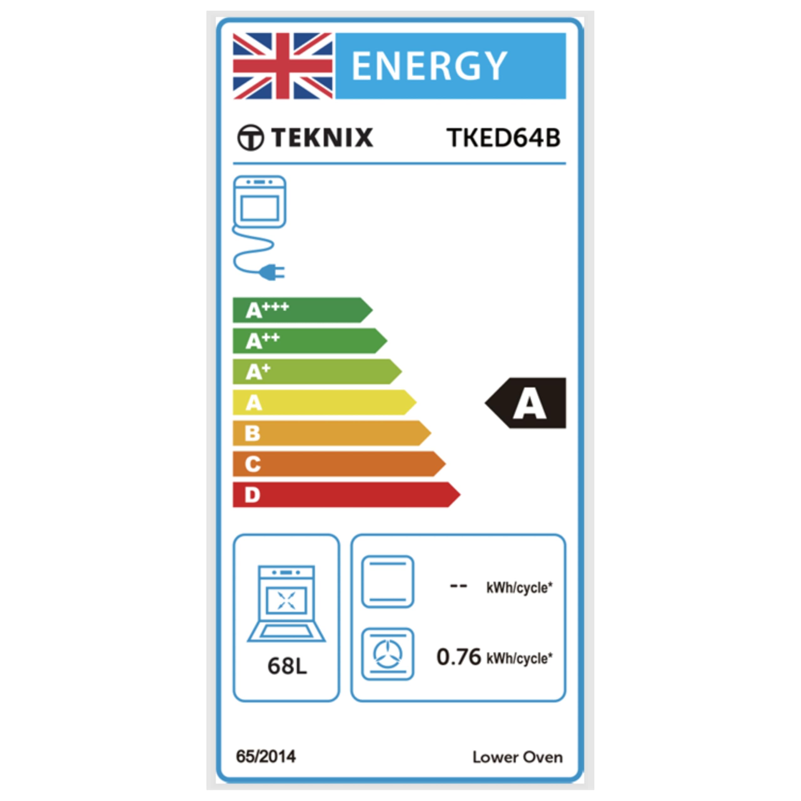 Teknix TKED64B 60cm Ceramic Double Oven Electric Cooker - Black — view 8