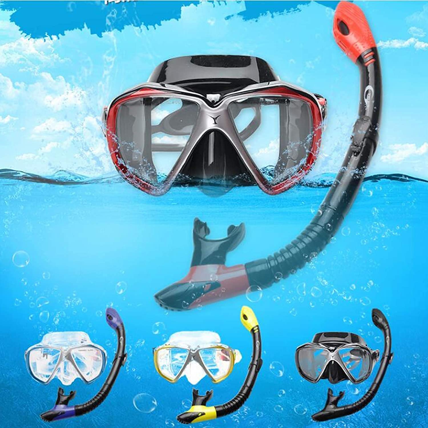 Gafas De Buceo, Máscara Facial Completa, Gafas De Buceo, Snorkel para Hombre, Set De Snorkel Impact Festival, Gafas De Buceo De Vidrio Templado, Impermeables, Color Naranja, Naranja