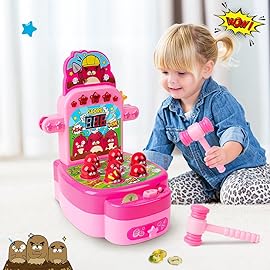 VATOS Hammer Game, Mini Electronic Arcade Game with 2 Hammers, Pounding Toys Toddler Toys for 3 4 5 6 7 8 Years Old Boys Girls, Developmental Toy Interactive Toy