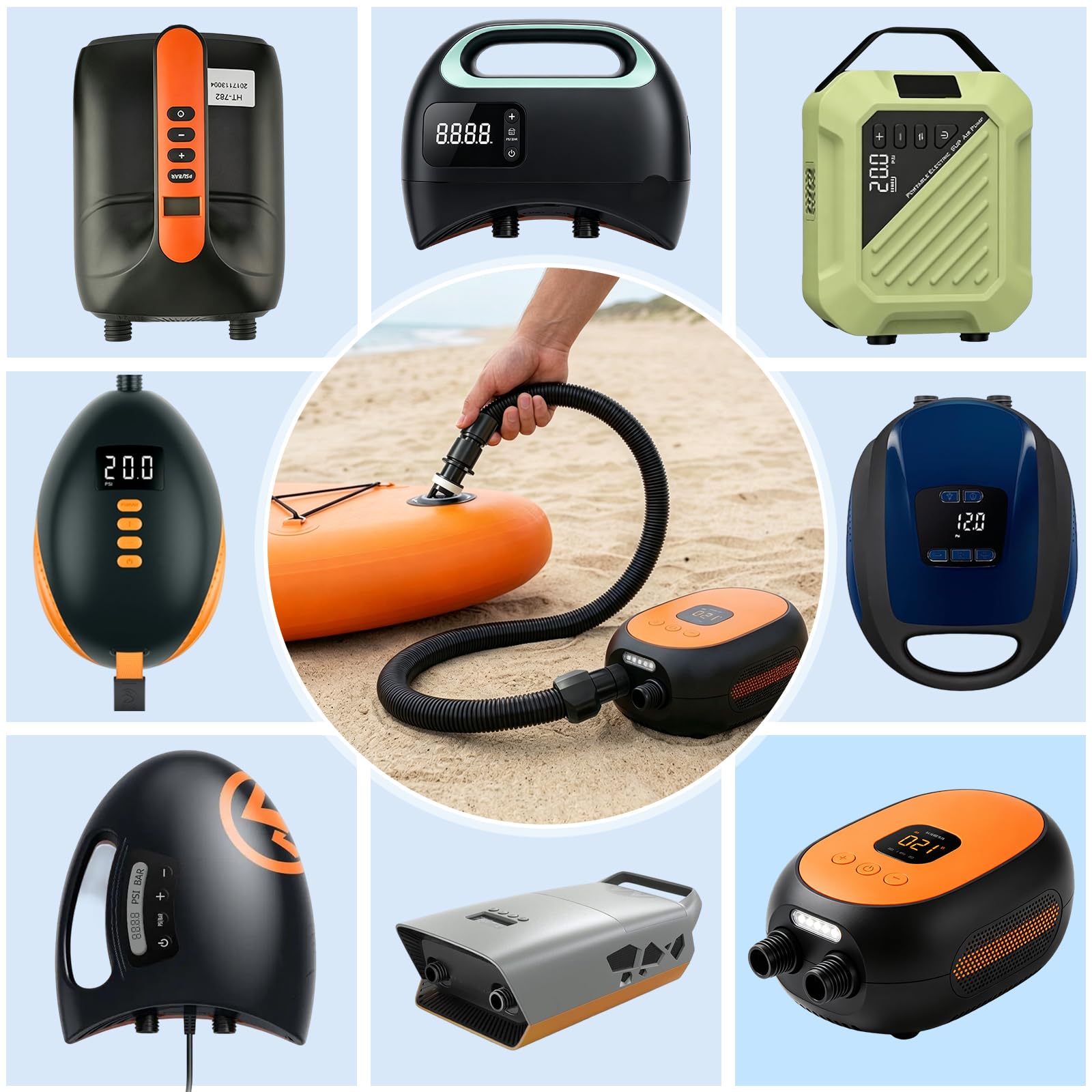 Adaptateur de Pompe Sup Gonflable, Adaptateur Gonfleur Paddle, Adaptateur de Kayak avec 3 Buses, Adaptateur Pompe Kayak Embout de Gonflage pour Canoës, Planches Pagaie, Bateaux Gonflables, Kayaks