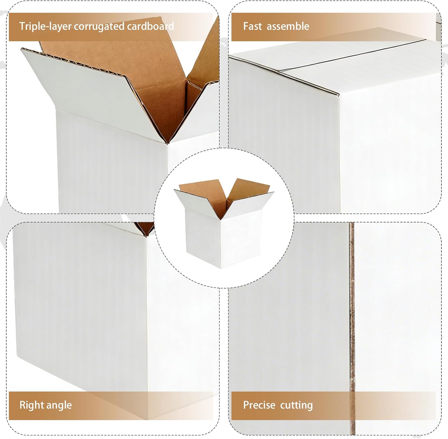 80 Pcs Shipping Boxes White Corrugated Cardboard Packing Boxes for Packaging, Mailing, and Moving Small Business Storage (4x4x4 Inch)