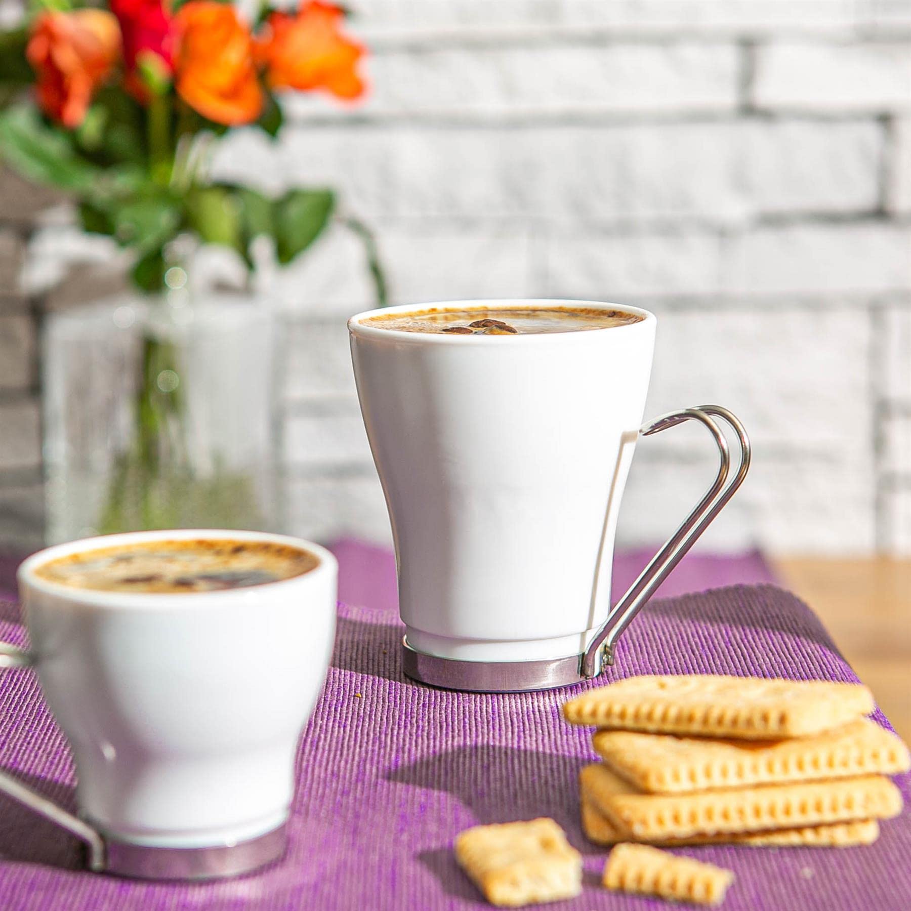 Bormioli Rocco Aromateca Oslo - 8 Tazze Da Cappuccino In Vetro Temperato | Capacità 235 Ml | Resistenti Al Calore E Agli Urti, Bianco