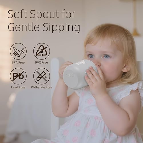 Miniatura 2 de Little Rawr Vaso de silicona de 6.1 fl oz con boquilla suave, fácil agarre, vasos para beber para niños pequeños de 1 a 3 años, vasos para bebés de