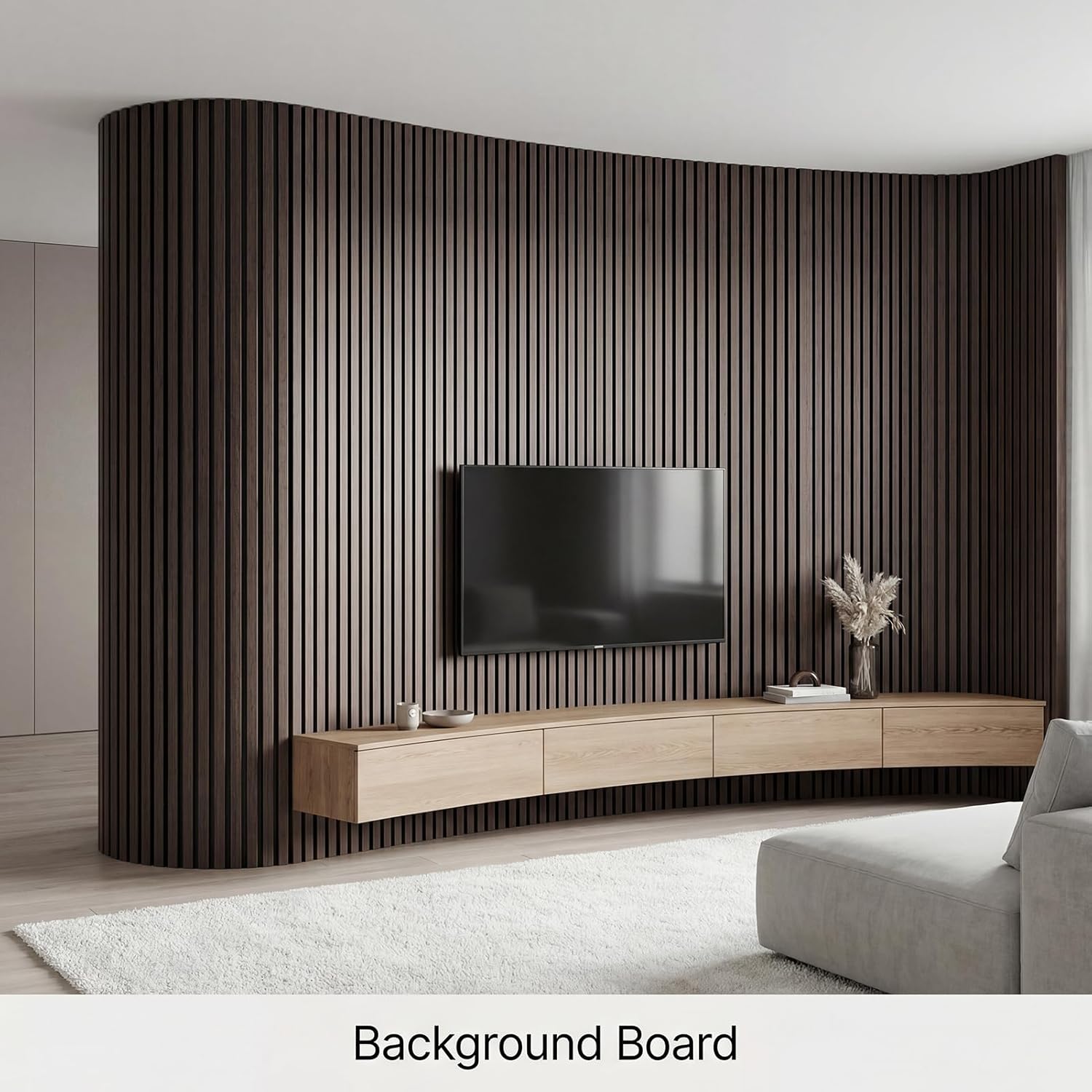 Schliersee Decorative Acoustic Wall Panels Set of 4, 47.2x23.6x0.35 inch Wood Veneer Textured Soundproofing Wall Covering Panel Decor for Kitchen, Bedroom, Living Room, TV Background