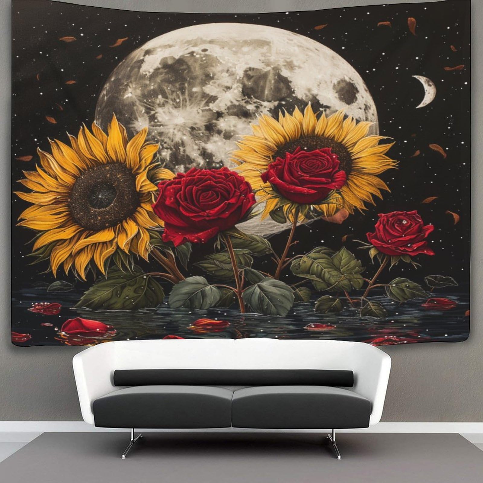 CTAMM Sunflowers Tapestry Wall Hanging Moonlight Tapestry Tapestries for Bedroom Living Room Dorm Decor 150cmx200cm