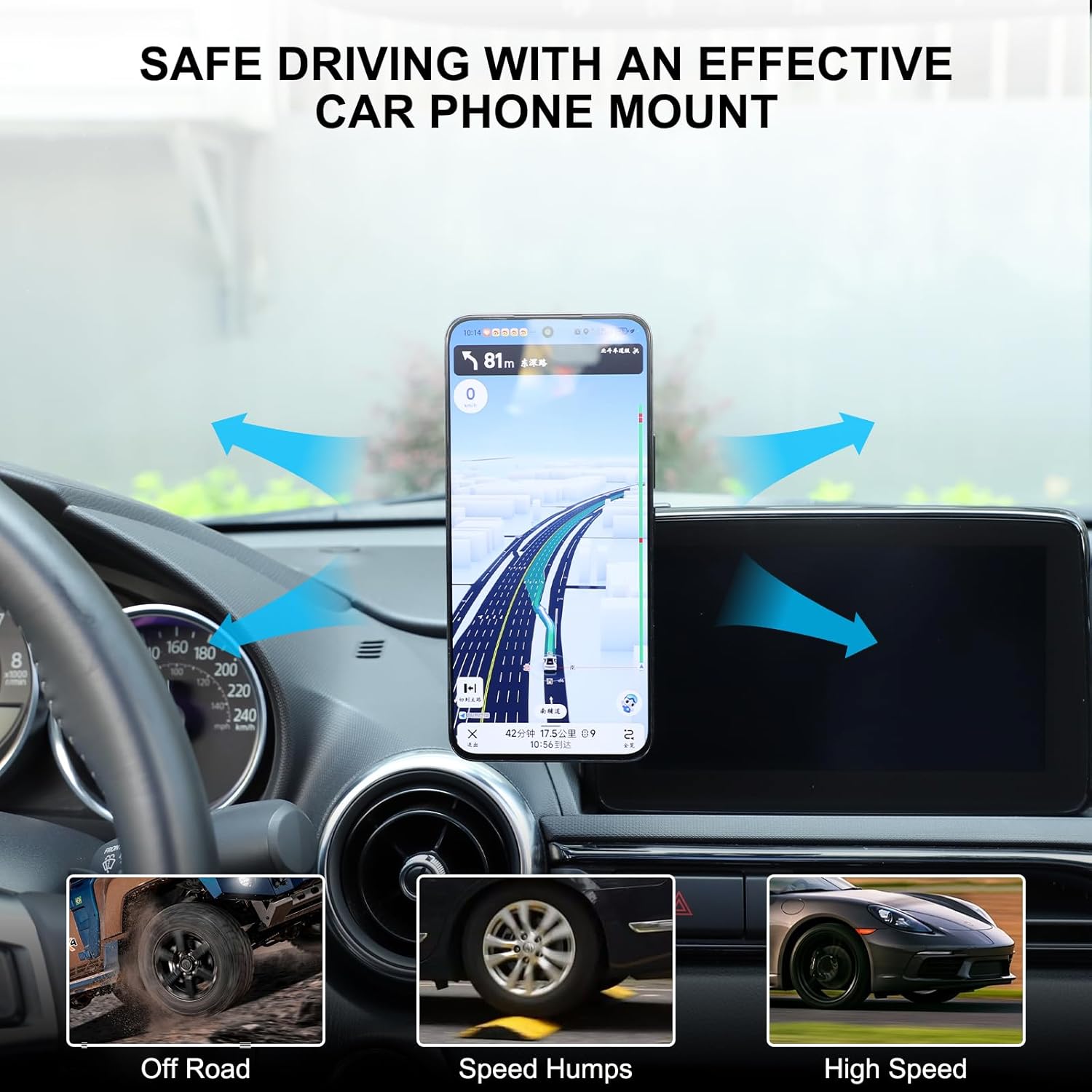 Phone Holder for Mazda MX-5 2016-2025/ Fiat 124 Spider 2017-2020 Accessories, Dash Panel Navigation Screen Left Cell Phone Mount Bracket, Dash Clip, Center Console Mobile Phone Stand Clamp (Type E)