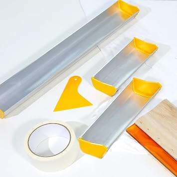 Caydo 3 Pcs Dual Edge Emulsion Scoop Coater with 10 PCS Wooden Sticks, 8'' 10'' 16'' Inch Aluminum Silk Screen Printing Coating Tool for Silkscreen Printing