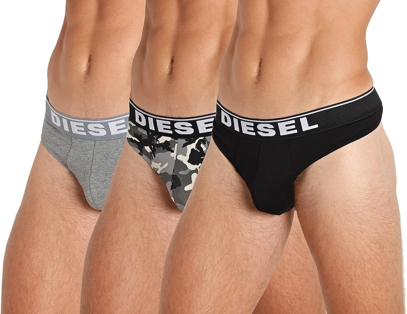Diesel String Thongs 3-Pack Black/Grey/Camo at  Men’s Clothing store