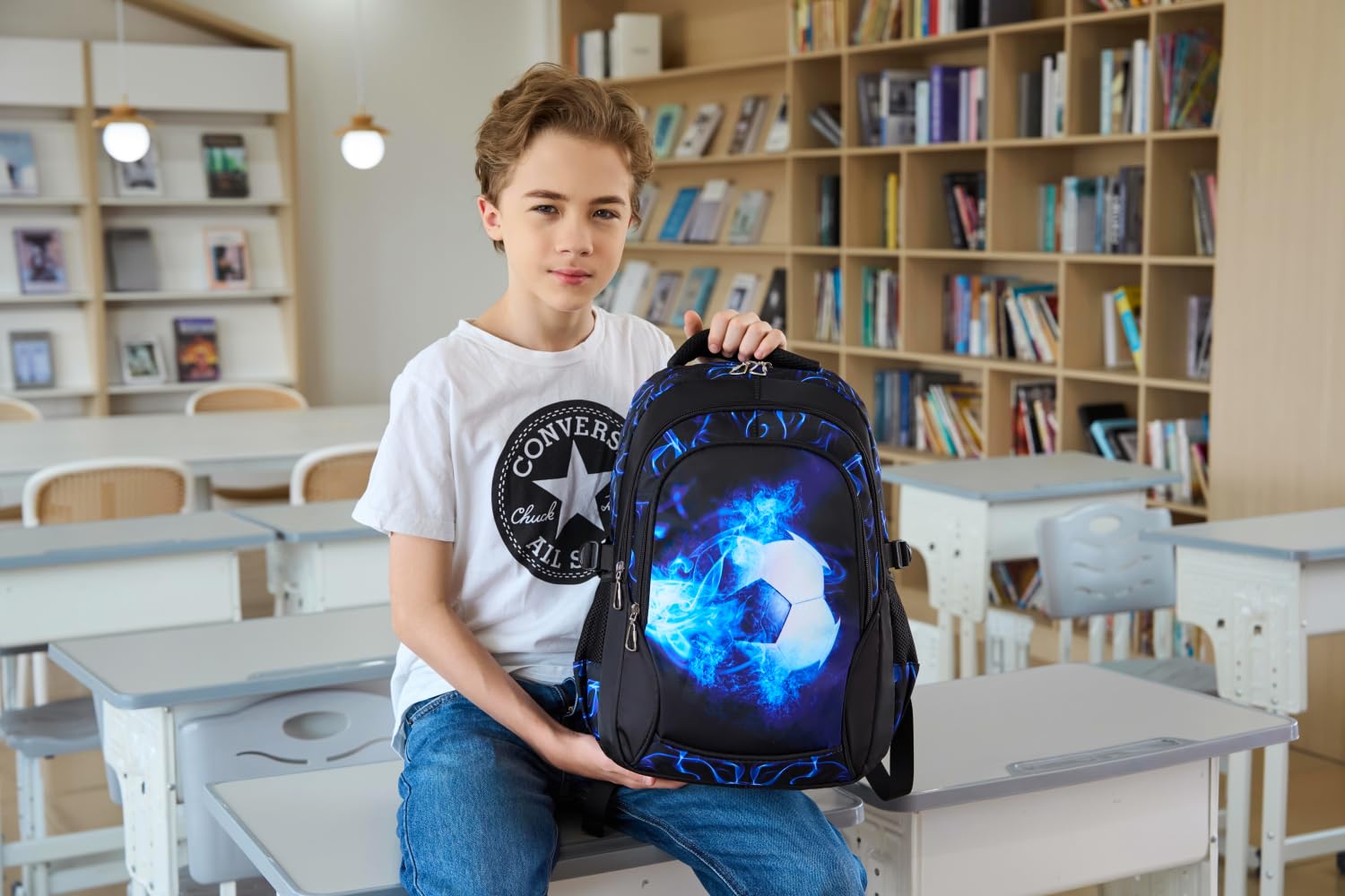 Mochila Chico Escolar Conjunto Niños de Libros Elemental Medio Adolescente Gran Impermeable Bolso de Almuerzo 18 Pulgadas 3 Pcs Boys Bolso