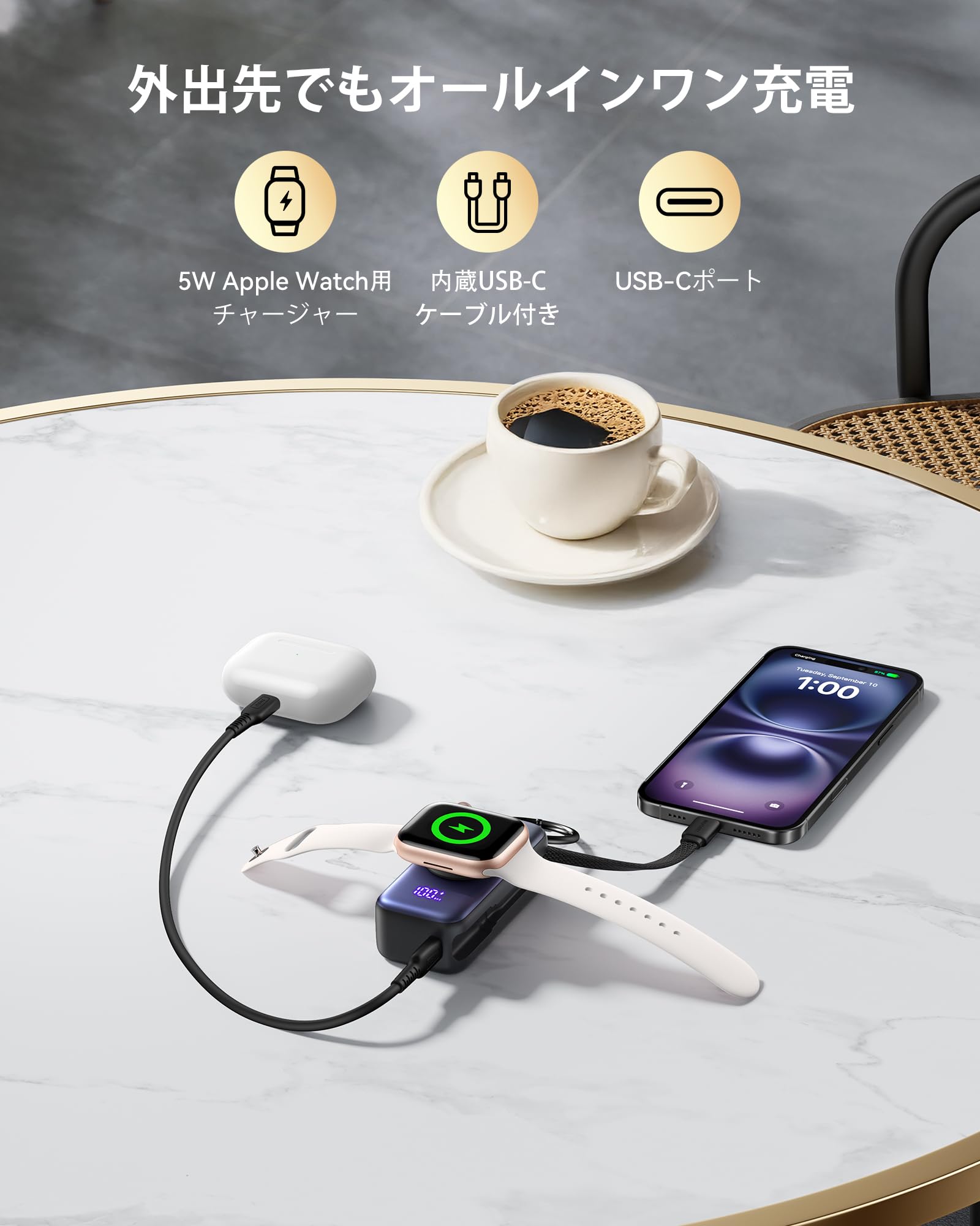 Amazon | INIU 3-in-1 モバイルバッテリー 軽量 小型 5000mAh