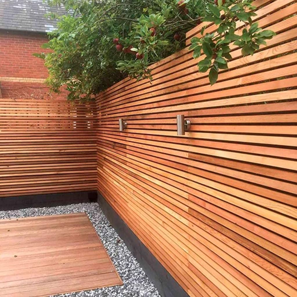 Sertiwood Golden Brown Western Red Cedar Batten Screen (21 Pack) 2.14M2 Contemporary Fencing Cladding 18X38mmx2.440mtr Slats Battens For Cedar Fence Panels