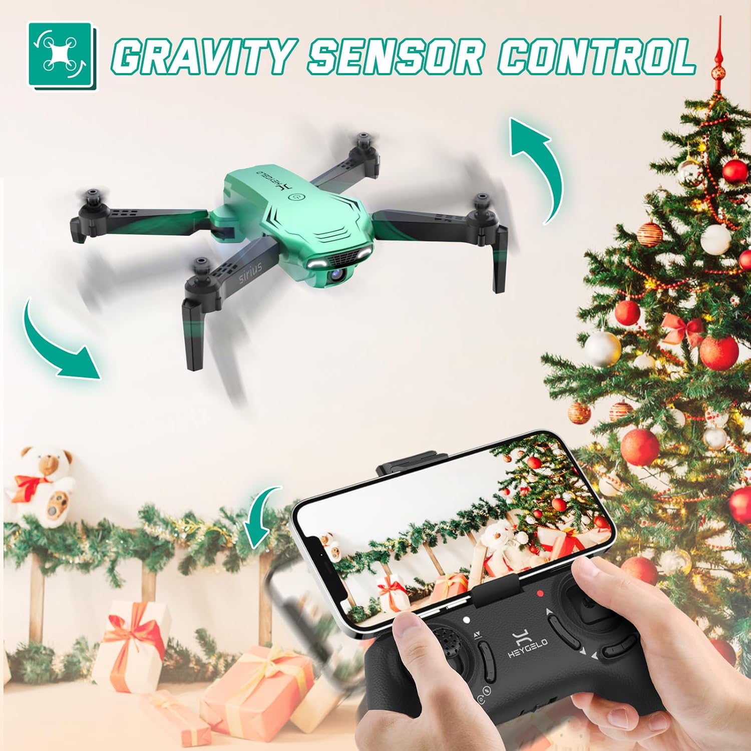 Foldable Drones for Kids Beginners - With 1080P HD Camera, FPV Remote Control Quadcopter, One Key Start/Land, Altitude Hold, 2 Batteries RC Helicopter Toys Gifts for Boys (Green)