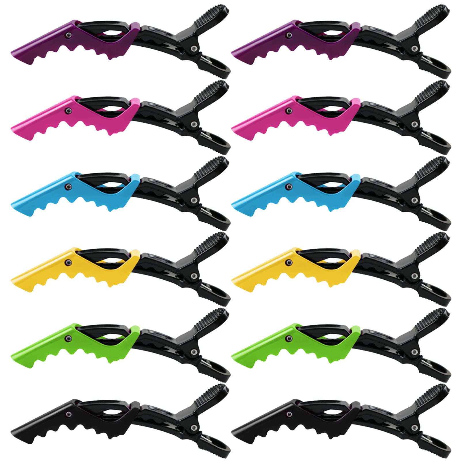Krokodil-Haarspangen Set | 12 Stück In 6 Farben | Profi-Styling Clips Für Friseure & Alltag