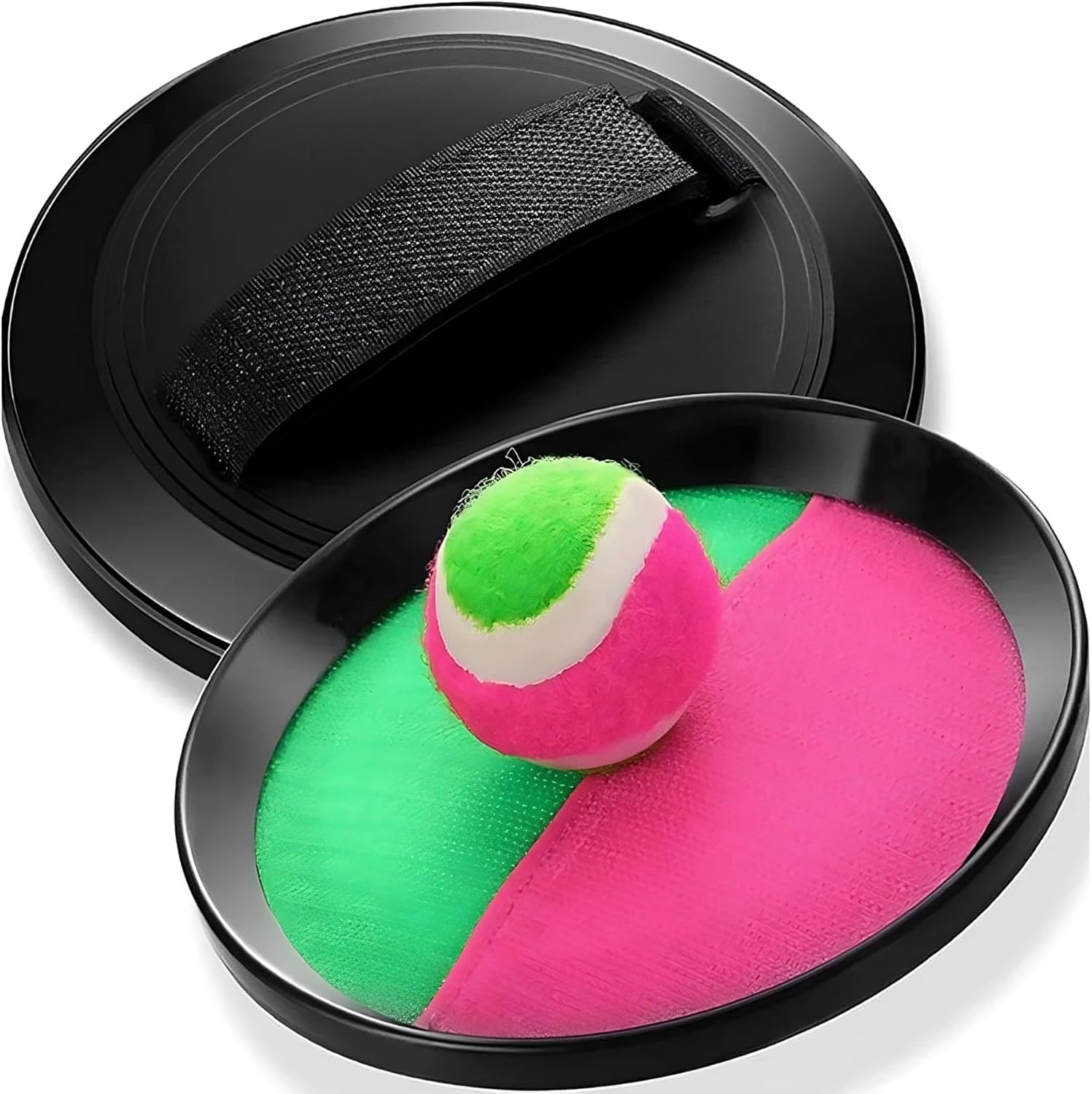 Set di Catch Ball con 2 racchette e palla, dischi da 18,5 cm e palla da 6,5 cm che si attacca, gioco sportivo per spiaggia e attività all'aperto