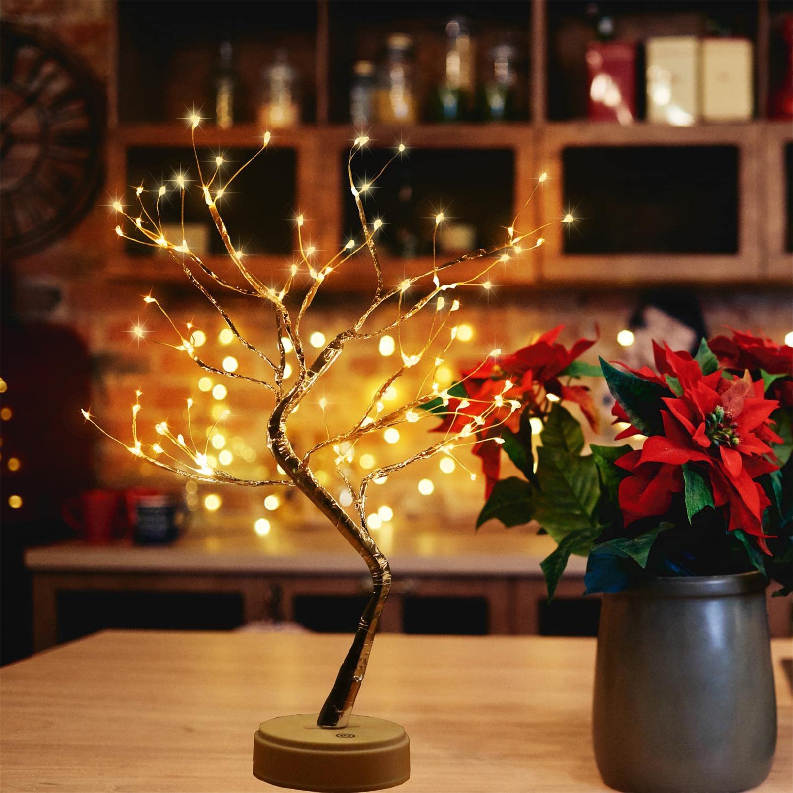 Arbre Lumineux LED 50 Cm - 108 LEDs, 8 Modes, Branches Réglables - Alimentation Piles/USB - Décoration Fête, Chambre, Noël