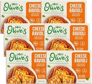 Miss Olive’s Cheese Ravioli – Shelf-Stable Microwavable Ready Meals (6 Pack, 7 oz Each) – Fully Cooked Heat & Eat Pasta with Tomato Basil Sauce