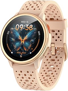Reloj Inteligente Mujer 1,27" Redondo Smartwatch Deportivo con 2 Correas, 120+ Modos Deportivos, 3ATM Impermeable, Compatible con iPhone/Android/Samsung