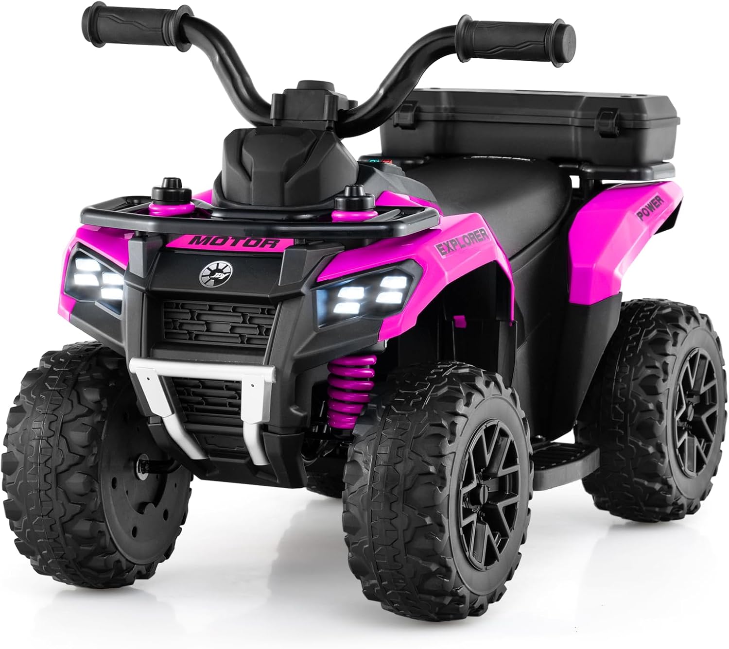 Costzon Kids ATV, 6V Four Wheeler Quad Electric Vehicle with Spray Function, Storage Box, Musin & Lights, Kids 4 Wheeler Ride on Car Toy for Boys Girls 18+ Months (Pink)